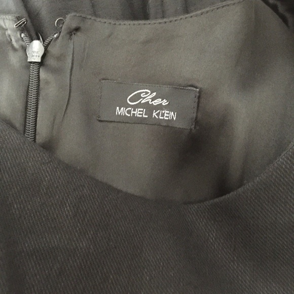 Cher Michel Klein Black Dress Asymmetric Sleeveles - Picture 3 of 8